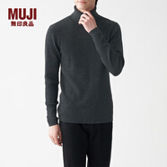 無(wú)印良品 MUJI 男式  羅紋 可水洗 高領(lǐng)毛衣 長(cháng)袖針織衫男裝 AAC01A1A 炭灰色 S