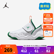 NIKE JORDAN 耐克男女童休閑運動(dòng)鞋AJ23/7輕盈舒適魔術(shù)貼易穿脫兒童鞋 足球灰/松綠/白/亮桔 35 【建議腳長(cháng)22cm】