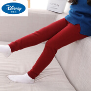 迪士尼（Disney）一條過(guò)冬加厚保暖兒童羊·毛褲針織彈力棉褲毛線(xiàn)褲寶寶無(wú)縫打底褲 女童(紅色) 120 褲長(cháng)65 適合110-120