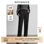 迪賽尼斯（DESIGNICE）2024年冬季新款通勤寬松高腰小腳褲氣質(zhì)羊絨針織休閑褲女 深灰 M