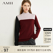 AMII女裝2025極簡(jiǎn)時(shí)髦北歐風(fēng)撞色毛衣秋季新款顯瘦半高領(lǐng)H型 酒紅 XS 150/76A