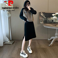 皮爾卡丹（pierre cardin）感時(shí)尚衛衣半身裙套裝開(kāi)叉裙兩件套新款拼接時(shí)尚女日韓休閑風(fēng) 純.棉衛衣+半身裙【兩件套】官方旗艦 M