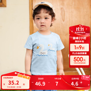 巴拉巴拉嬰兒t恤寶寶打底衫女童上衣男短袖夏季全棉可愛 冰藍(lán)80913 -200224117107 100