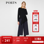 PORTSPorts寶姿女裝 新品不規(guī)則下擺純色長袖毛衣LV9K418DXF003 黑色 XS