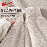 回力（Warrior）舒棉絨立領(lǐng)開(kāi)衫女2025年冬季雙面絨加絨加厚保暖鎖溫珊瑚絨外套