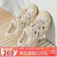 駱駝（CAMEL）丑萌登山鞋女時尚撞色戶外休閑鞋 L24M076602 米/銀/黃 37