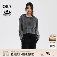 森馬（Semir）【梅花聯(lián)名】短外套女寬松連帽夾克2024年秋新款顯高顯瘦上衣白色 灰色調(diào)00322 165/88A/L