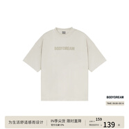BODYDREAM索羅娜涼感短袖男夏季重磅破洞情侶裝t恤五分袖休閑上衣 米色 （破洞版） 4XL