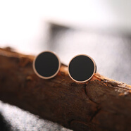 日韓簡(jiǎn)約黑色圓圈鈦鋼耳釘大中小號圓餅耳環(huán)冷淡風(fēng)短發(fā)耳墜耳飾女 1cm