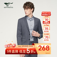 七匹狼西服男秋季條紋商務(wù)休閑西裝男士通勤時(shí)尚百搭單西QA 003(中灰) 44 A