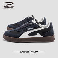 德?tīng)柣荩―EERWAY）男鞋板鞋2025新款網(wǎng)面舒適情侶款休閑鞋百搭潮流德訓鞋 藏青 42