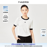 娜爾思（NAERSI）新款商場同款毛針織衫短袖低圓領(lǐng)簡約修身毛衫上衣 白色 M