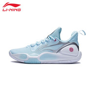 李寧閃擊9籃球鞋減震低幫男鞋2025春季透氣耐磨回彈男鞋子運動(dòng)鞋 水藍色(001） 39