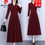 皮爾卡丹（pierre cardin）感喜慶媽媽氣質(zhì)長(cháng)裙大碼秋冬裝貴夫人胖mm婚宴西裝連衣裙 圖片色 M