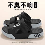 愛莉瑟潮流休閑男士休閑涼拖2025新款外穿運動沙灘拖鞋戶外穿兩用拖鞋 777男士涼鞋-黑色 40-41 均碼