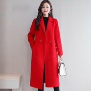 Hoores新款雙面羊絨大衣女中長(cháng)款時(shí)尚韓版修身羊毛秋冬裝毛呢外套女原創(chuàng  ) 大紅 M （95-110斤）