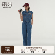 Teenie Weenie小熊女裝無(wú)袖背心連體衣牛仔褲長(cháng)褲復古美式時(shí)髦女 中藍色 S (160)