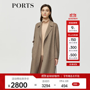 PORTS 寶姿秋冬新品優(yōu)雅長(cháng)袖中長(cháng)大衣ALM9C024NZF078 駝色 S (4)