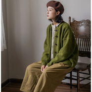 吻璦（wenai）毛衣女2025年秋冬新款針織衫韓國復古牛角扣毛衣開(kāi)衫外套穿搭慵懶 圖片色 L 大碼