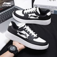 李寧板鞋男鞋2025秋季新款白色鞋子潮流低幫耐磨運(yùn)動(dòng)小白鞋正品休閑鞋 黑色/云霧白 【月臨】 42 (265mm)