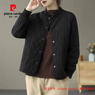 皮爾卡丹（pierre cardin）品牌高檔羽絨棉衣棉服外套女2025冬季菱格夾棉媽媽女裝短款棉襖子 黑色 2XL 【建議135-150斤】