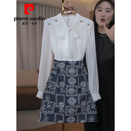 皮爾卡丹（pierre cardin）淑女風(fēng)蝴蝶結假兩件連衣裙女2025秋季新款設計感顯瘦氣質(zhì)襯衫短裙 圖片色 L 建議100-115斤