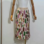 現寶蓮春夏腰版多巴胺韓亮片半新款后開(kāi)叉高裙ins設計 七彩幾何半裙 S