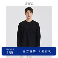 杰帝梵（J.D.V）男裝秋季新款全棉百搭休閑潮流圓領(lǐng)寬松無帽衛(wèi)衣長(zhǎng)袖T恤上衣 黑色 XL 180/104B