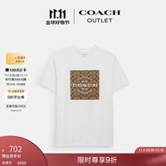蔻馳（COACH）奧萊男士男裝經(jīng)典標志SQUARE T恤春夏款短袖 白色 L