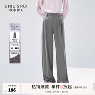 秋水伊人時(shí)尚百搭慵懶風(fēng)休閑褲秋季新款女自然垂順顯瘦直筒褲 灰色 L
