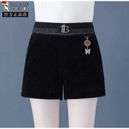 啄木鳥(niǎo)水貂絨短褲女秋冬季新款2025燈芯絨加厚女士外穿冬天配靴褲子 黑色668 XL