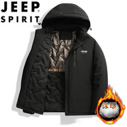 JEEP SPIRIT吉普棉衣男連帽秋冬夾克襖子棉服保暖連帽防風(fēng)上衣 黑色 2XL