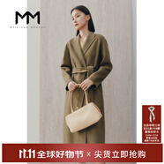 麥檬商場同款MM麥檬秋裝氣質高級感英倫羊毛毛呢大衣外套女 深黃棕5C8970683 XS 150/75CM建議95斤以下拍