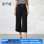 愛(ài)特愛(ài)（EITIE）高腰顯瘦舒適通勤百搭休閑褲女夏季新款闊腿褲6605310 黑色20 XL 170