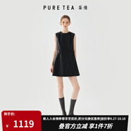 茶·愫【反叛千金】puretea茶愫pu皮無(wú)袖A字收腰連衣裙女2025年秋季新款 石墨黑 M