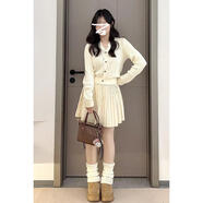 LXKP韓系秋裝穿搭一整套裝女裝2025新款小香風(fēng)氣質(zhì)小個(gè)子針 【白色】 S 40/45kg