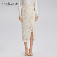 Rich Radi Q's半身裙25FW/S+精致日常重工精美蕾絲開(kāi)叉 G9E677 米白色（G9E677MB） XL