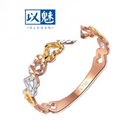 以魅品質(zhì)金情侶對戒戒指女愛心三色金玫瑰金指環(huán)車花尾  三色金愛心戒指7號