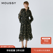 moussy 【歐陽(yáng)娜娜同款】女裝新款度假連衣裙028GAH30-6140 025花紋黑色 S 00001