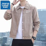 真維斯外套男春秋款夾克男士潮男外穿百搭工裝翻領(lǐng)休閑夾克青年上衣秋裝 2806卡其 XL