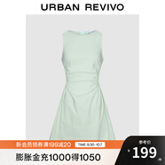 UR2025春季新款女摩登氣質(zhì)褶皺收腰顯瘦無袖連衣裙UYY750030 淺薄綠 L