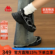 卡帕（Kappa）女鞋秋季網(wǎng)面運(yùn)動鞋子女款網(wǎng)鞋增高老爹鞋休閑跑步鞋 黑色 36.5
