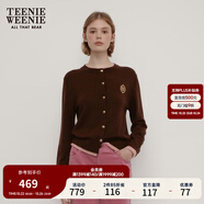 Teenie Weenie小熊秋季綿羊毛軟糯毛針織開衫簡約通勤毛衣外套女裝 棕色 S (160)