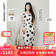 朗姿【王楚然同款】2025夏季新款淡人無(wú)袖吊帶連衣裙法式優(yōu)雅裙子 米白色 XL