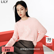 LILY春新款女裝多巴胺穿搭含綿羊毛馬海時(shí)尚針織衫套頭毛衣女 122粉紅 M