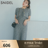 SNIDEL2025春夏新品簡(jiǎn)約毛邊圓領(lǐng)無(wú)袖后開(kāi)叉針織連衣裙SWNO251097 混合色 M (1)