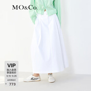 MO&Co.中高腰長款壓褶寬松A字半身裙傘裙(附腰帶)設(shè)計(jì)感裙子摩安珂 本白色 XS 155