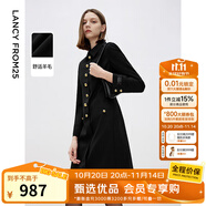 朗姿法式赫本風(fēng)高級感收腰顯瘦黑色氣質(zhì)a型連衣裙2025年秋季新款 黑色 M