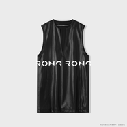 溶溶【精致酷感】RONG V領(lǐng)刺繡皮革法式極簡(jiǎn)風(fēng)疊穿馬甲裙25C60966 黑色建議手洗 4040/  115-130斤 L