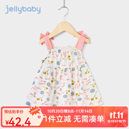 JELLYBABY[A類純棉]女寶寶連衣裙女童裙子夏季透氣薄款小公主洋氣嬰兒夏裝 白底花 120